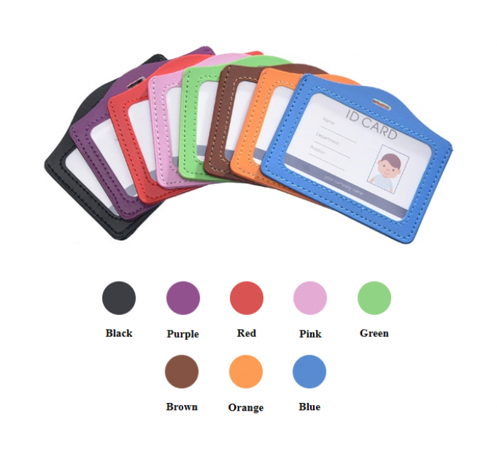 Wholesale Vertical and Horizontal PU Leather ID Card Holder Badge Holder ID card,10 Pieces